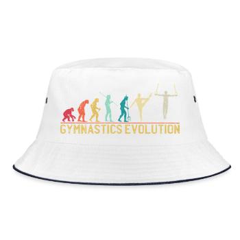 Gymnastik Evolution Grafik T-Shirt - Bucket Hat - Weiß/Navy - Vorne