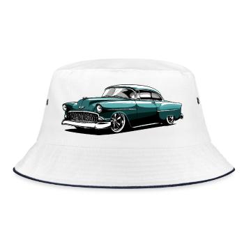 Vintage Classic Car Design - Bucket Hat - Weiß/Navy - Vorne