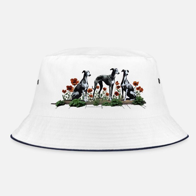 Galgos & Mohnblumen im Garten Bucket Hat