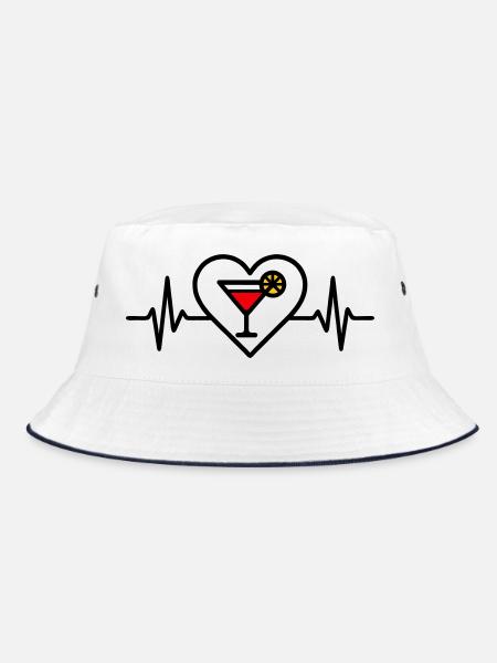 Cocktail Heart Aperitif Drink - Bucket Hat - white/navy - Front