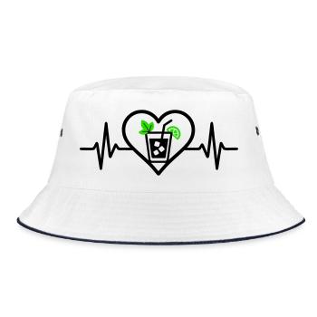 Mojito Heart Aperitif Cocktail - Bucket Hat - white/navy - Front