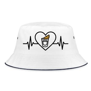 Tequila Shot Heart Aperitif Party - Bucket Hat - white/navy - Front