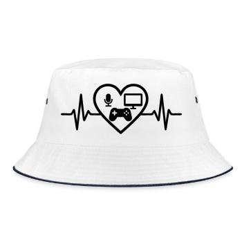 Streaming Gamer Heart Micro Screen Controller - Bucket Hat - white/navy - Front