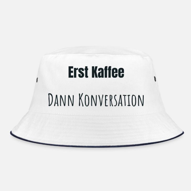 Erst Kaffee bitte - Bucket Hat - Weiß/Navy