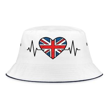 United Kingdom Heartbeat Line Flag Love Design - Bucket Hat - white/navy - Front