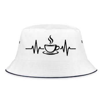 Broken Heart Kaffeetasse Minimalistisches Liniendesign - Bucket Hat - Weiß/Navy - Vorne