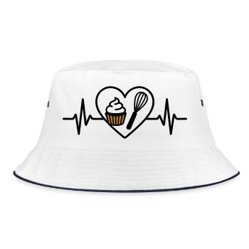 Patisserie Heart Whisk Dessert Sweet - Bucket Hat - white/navy - Front