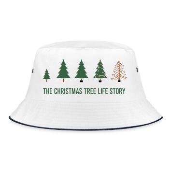 Weihnachtsbaum Evolution – Lustiges Xmas Design - Bucket Hat - Weiß/Navy - Vorne