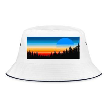 Walduntergang in bunten Streifen - Bucket Hat - Weiß/Navy - Vorne