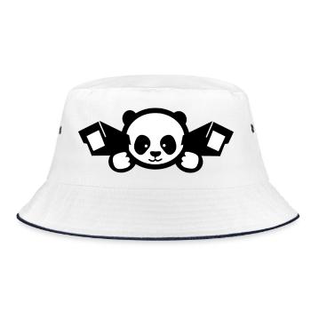 Cute Surveillance Panda – China Satire - Bucket Hat - Weiß/Navy - Vorne