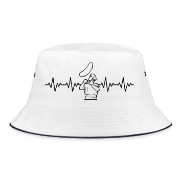 Pizzaiolo Pizzabäcker Pizza EKG Herzschlag - Bucket Hat - Weiß/Navy - Vorne