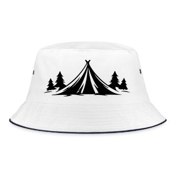 Camping Zelt Natur Symbol - Bucket Hat - Weiß/Navy - Vorne