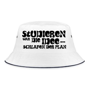 Studying was the idea – sleeping was the plan - Bucket Hat - white/navy - Front
