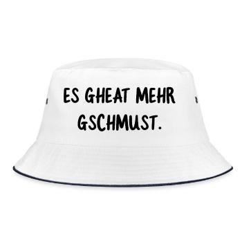 It gheat more gschcuddle. Funny dialect saying - Bucket Hat - white/navy - Front