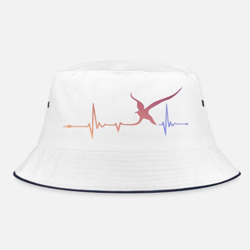 Herzschlag trifft Vogelflug - Bucket Hat - Weiß/Navy