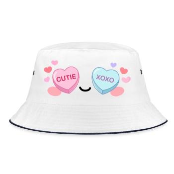 Candy Eyes Kawaii – Sweet Valentine Eyes - Bucket Hat - white/navy - Front
