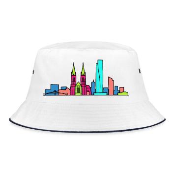 Basel City Skyline Roche Tower Modern Art - Bucket Hat - white/navy - Front