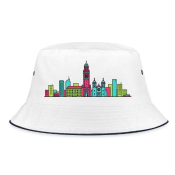 Charleroi City Skyline Belfry Modern Line Art - Bob - blanc/marine - Devant