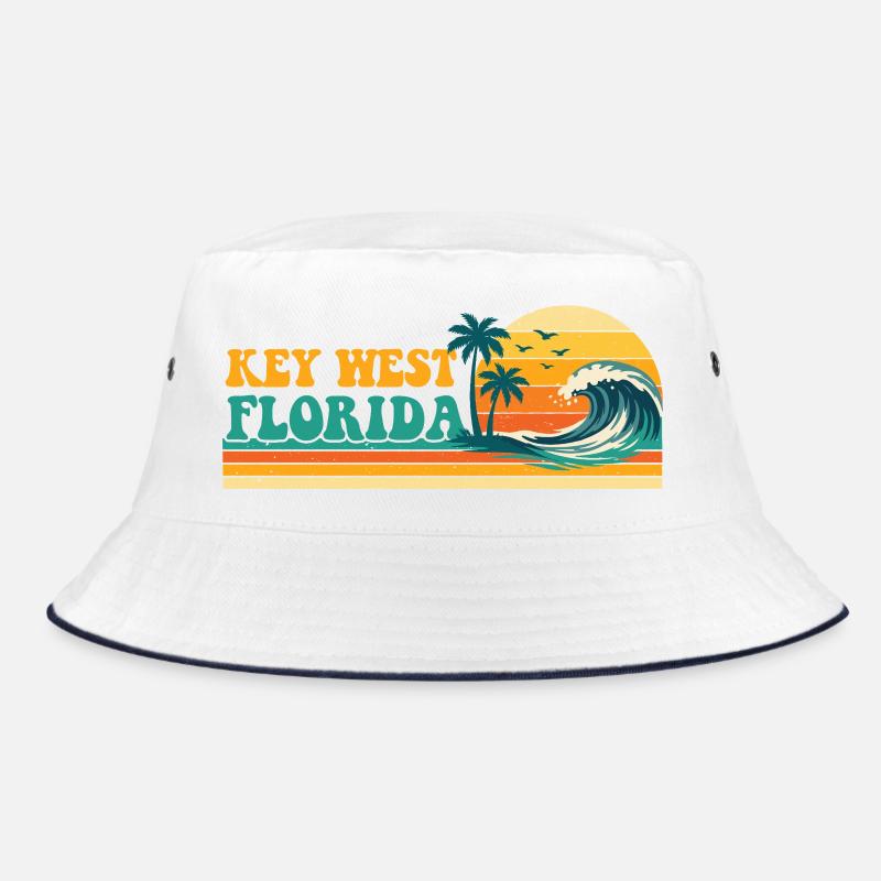 Key West Florida Retro Spring Break Beach Vibe Bucket Hat