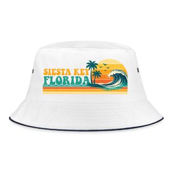 Siesta Key Florida Retro Spring Break Beach Cruise - Bucket Hat - white/navy - Front
