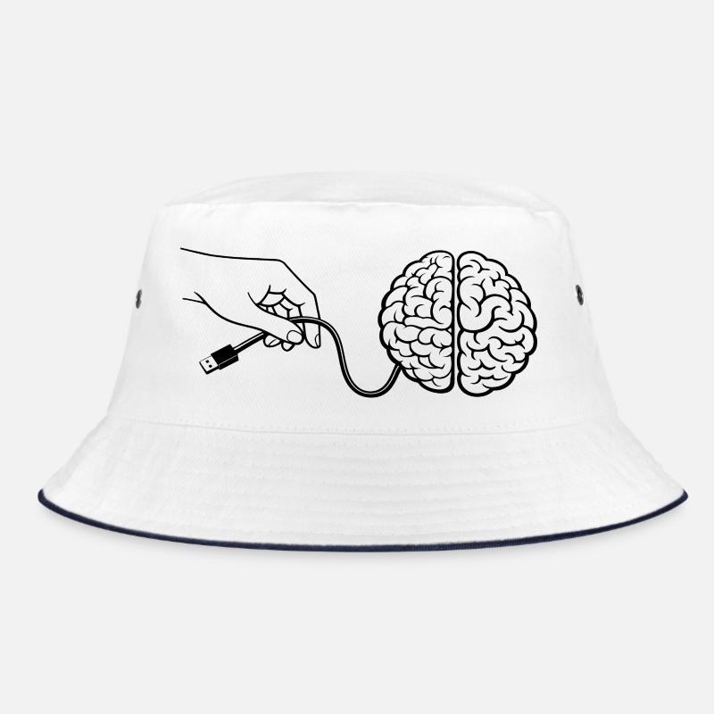 Brain Head Cable Connector Artificial Intelligence Bucket Hat