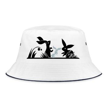 three rabbits in a meadow - Bucket Hat - white/navy - Front