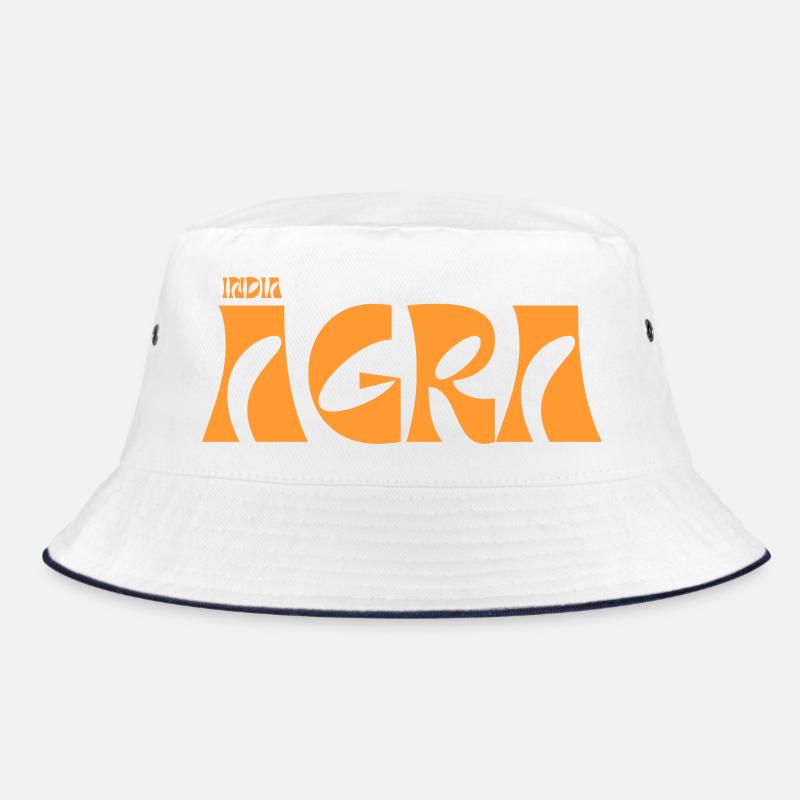 Agra India Bold Typography - Bucket Hat - white/navy