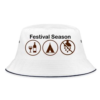 Festival Season – Camping & Party Humor Design - Bucket Hat - Weiß/Navy - Vorne