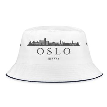 Oslo, Norwegen, Skyline von Oslo - Bucket Hat - Weiß/Navy - Vorne