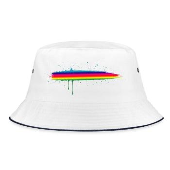 Rainbow Brush Stroke Gradient Splash - Bucket Hat - white/navy - Front