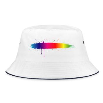 Rainbow Brush Stroke Gradient Splash - Bucket Hat - white/navy - Front