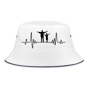 Vater und Sohn Herzschlag Geschenk Vater Sohn - Bucket Hat - Weiß/Navy - Vorne