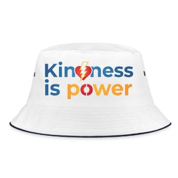 Kindness is power Buntes Herz Blitz Design - Bucket Hat - Weiß/Navy - Vorne