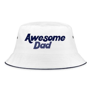 Bold Blue Gradient Awesome Dad - Bucket Hat - white/navy - Front