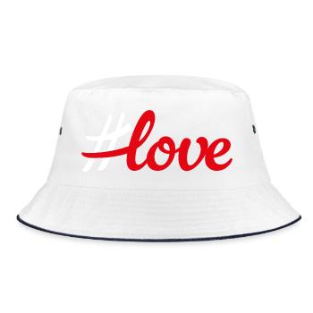 Hashtag Red Love Love Handwriting Minimalist - Bucket Hat - white/navy - Front