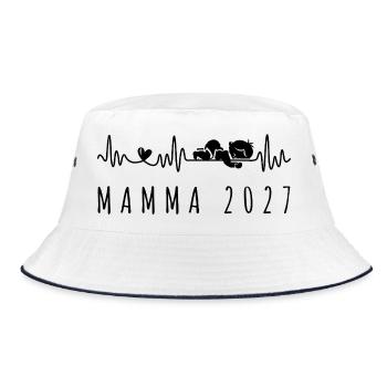 Mamma 2027 Battito Cardiaco in Gravidanza - Bucket Hat - Weiß/Navy - Vorne