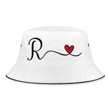 Letter R Monogram - Bucket Hat - white/navy - Front