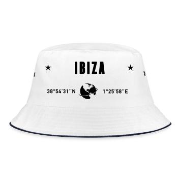 Ibiza Spain Coordinates Gps Globe - Bucket Hat - white/navy - Front