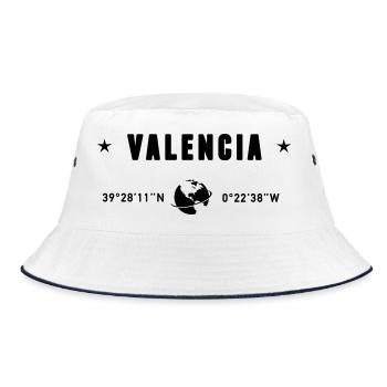 Valencia Spain Gps Coordinates Globe - Bucket Hat - white/navy - Front