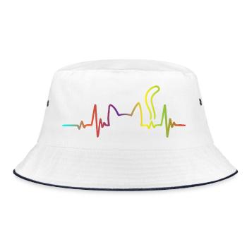 Regenbogen Herzschlag Hund - Bucket Hat - Weiß/Navy - Vorne