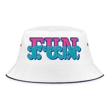A Fun design, drawn in a funky, retro circus style - Bucket Hat - white/navy - Front