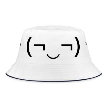 Mischievous emoticon (¬‿¬) naughty grin - Bucket Hat - white/navy - Front