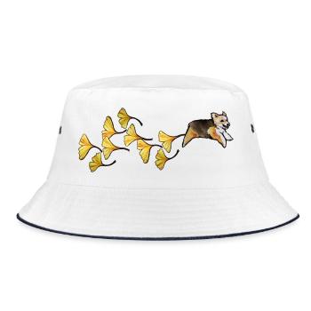 Ginkgo Garden Corgi Trail - Bucket Hat - white/navy - Front