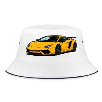 Yellow Supercar Speedster - Bucket Hat - white/navy - Front