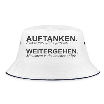 auftanken & weitergehen - rest & progress - Bucket Hat - white/navy - Front