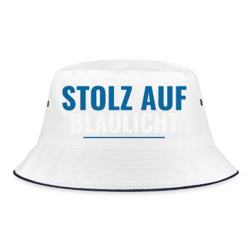 Stolz auf Blaulicht – Supporter Shirt Geschenkidee - Bucket Hat - Weiß/Navy - Vorne
