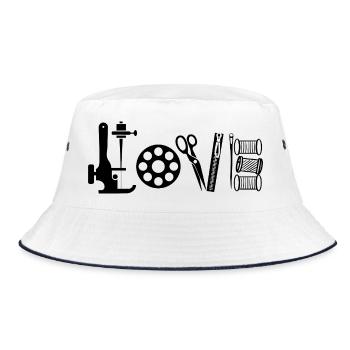  Nähen Liebe Handarbeit Nähhobby Kreative - Bucket Hat - Weiß/Navy - Vorne