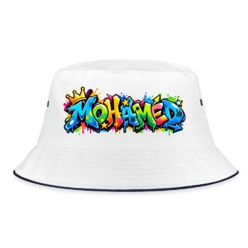 Mohamed Graffiti Arc-en-ciel: der König des Stils! - Bucket Hat - Weiß/Navy - Vorne