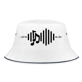 Musikalische Noten, Rhythmus. - Bucket Hat - Weiß/Navy - Vorne