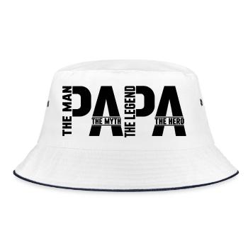 Papa The Man The Myth The Hero Vatertag Geschenk  - Bucket Hat - Weiß/Navy - Vorne